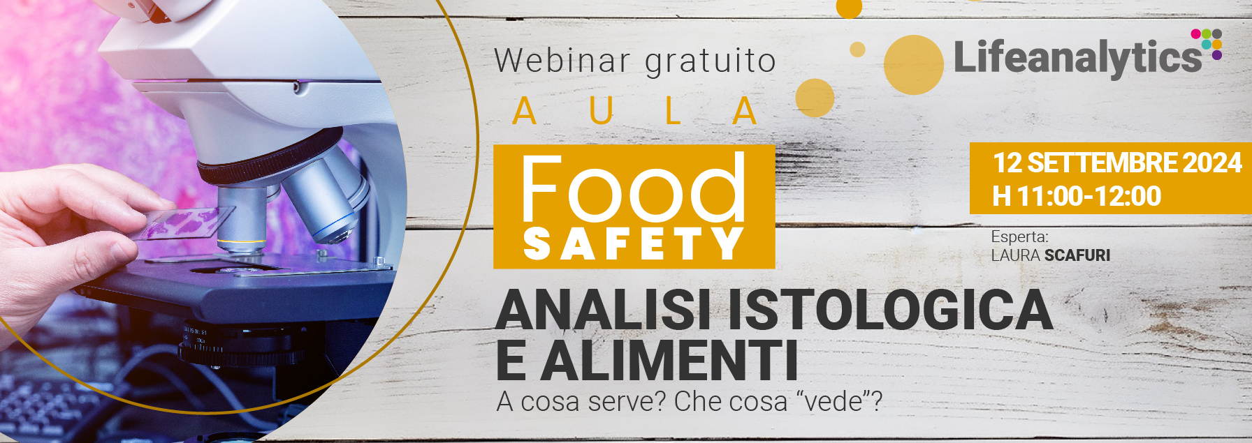 Illustrazione che promuove il webinar Analisi istologica di Lifeanalytics