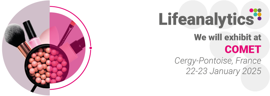 Cosmetic products representing the Comet congress in January 2025, which the Cosmetic and Medical Device business unit of Lifeanalytics will attend.
