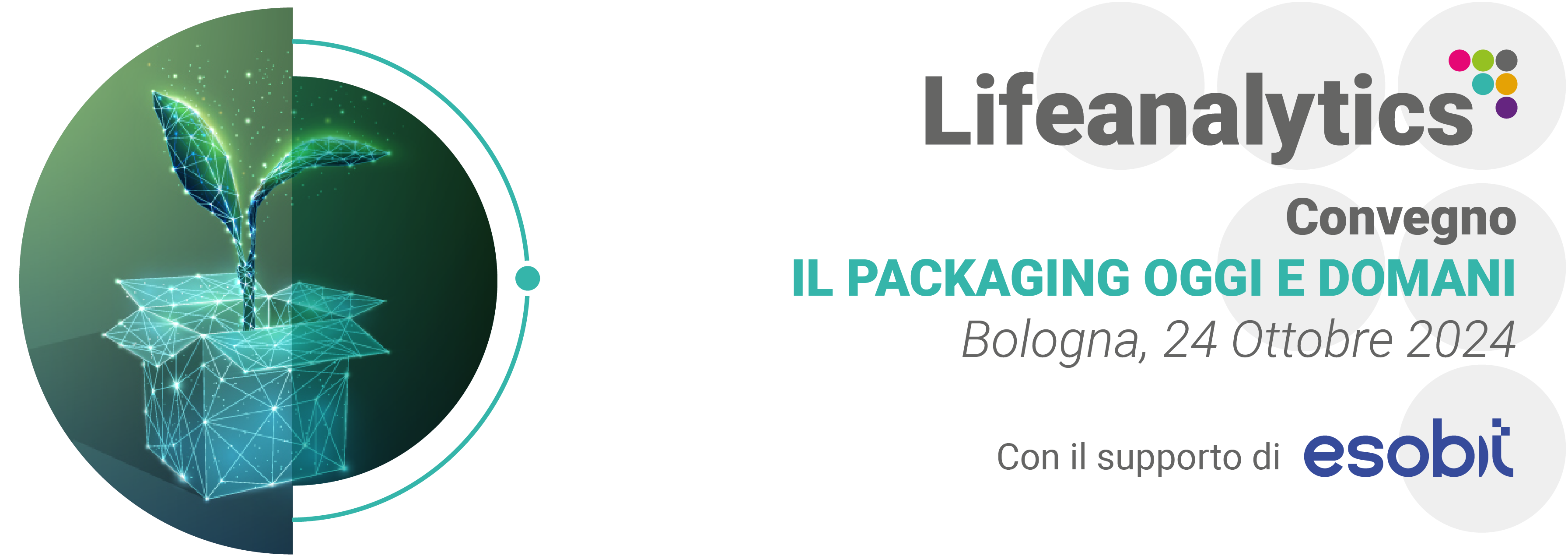 Illustrazione che rappresenta il convegno Il Packaging oggi e domani, organizzato dalla Business Unit Product Safety di Lifeanalytics con la partecipazione di Esobit