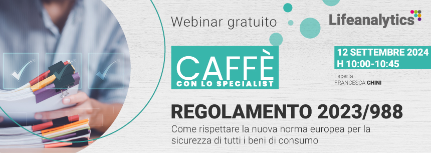 Immagine che rappresenta il webinar Product Safety di Lifeanalytics sul Regolamento 2023/988 norma europea per la sicurezza dei beni di consumo