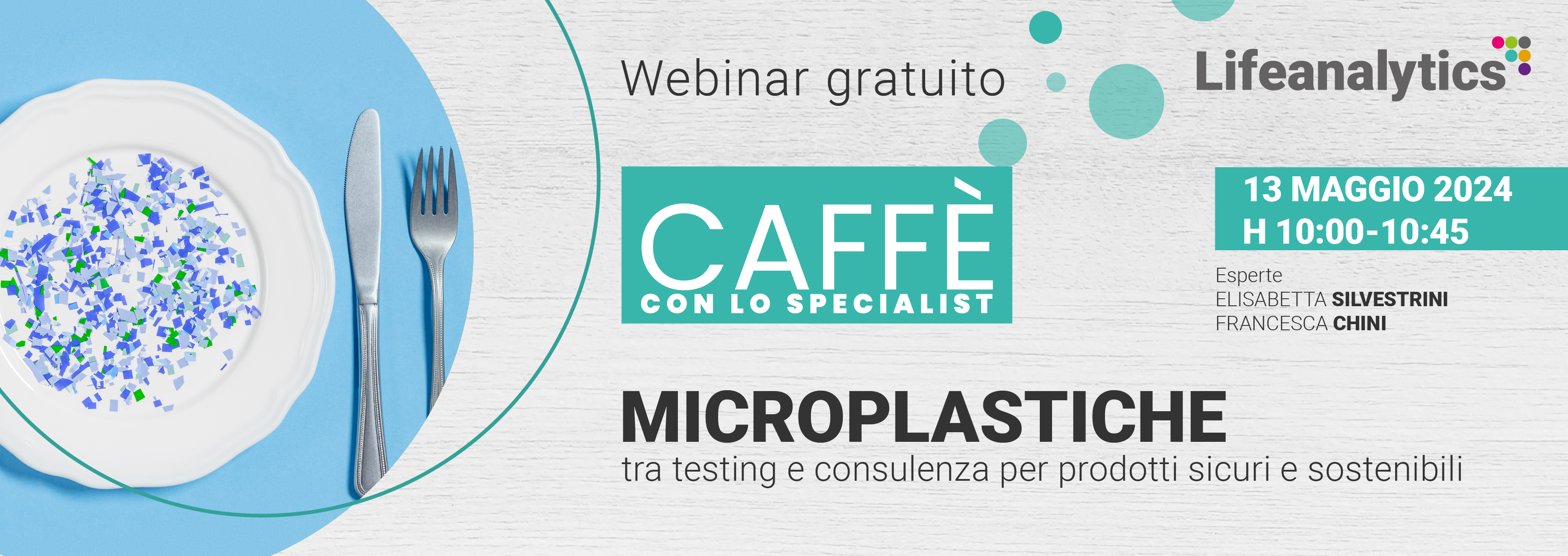 Illustrazione che rappresenta il webinar delle Microplastiche condotto da Lifeanalytics